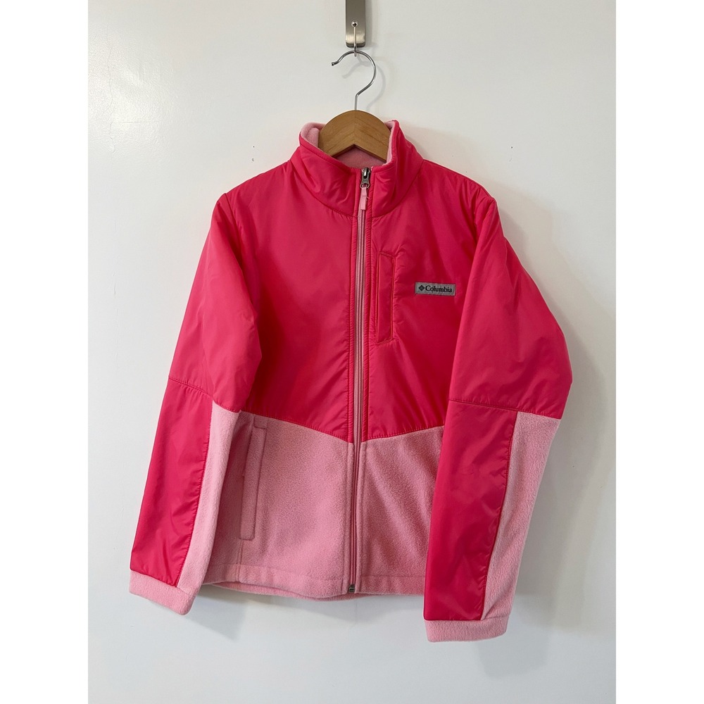 Columbia Youth Full Zip Fleece Jacket Pink Color Block Girls‎ Kids